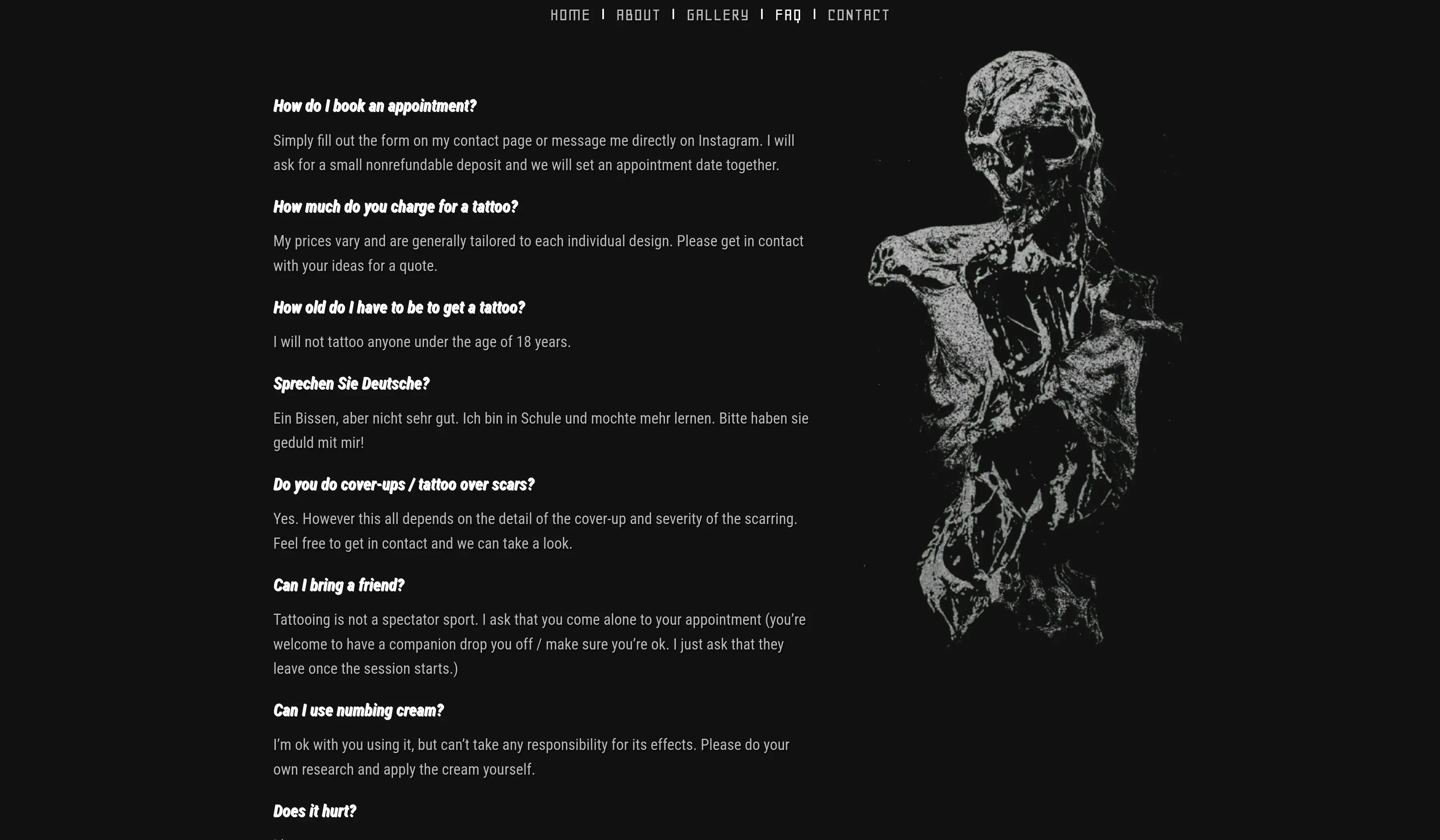 Screenshot of Noktorum.com frequently asked questions page