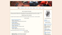 Uke Group North website homepage showing a welcoming header "Join Our Musical Community" with details of weekly Sing & Strum Sessions at four locations across Greater Manchester. The page features information about beginner workshops, one-to-one lessons with Ben, and the benefits of learning ukulele. Navigation links include Workshops, Events, News, About, Reviews, Learn, Support and Contact.
